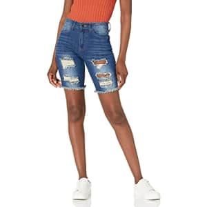 V.I.P. JEANS Women's Super Cute Jeans Shorts Washed, Acid Blue Bermuda, 9 for $37