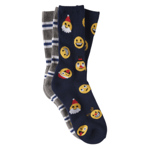 Aeropostale Men's Christmas Emojis & Stripe Crew Sock 2-Pack for $4