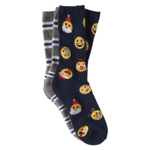 Aeropostale Men's Christmas Emojis & Stripe Crew Sock 2-Pack for $4 Aeropostale Men's Christmas Emojis & Stripe Crew Sock 2-Pack for $4