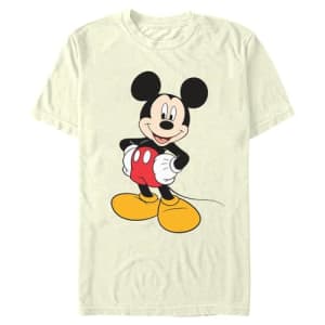 Disney Men's Classic Mickey Mouse Full Size Graphic Short Sleeve T-Shirt, Natural for $17