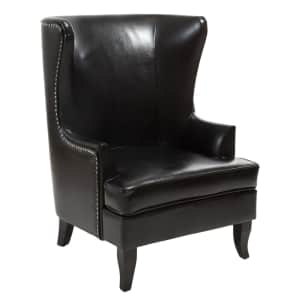 Noble House Canterburry Bonded Leather High-Back Wing Chair for $334