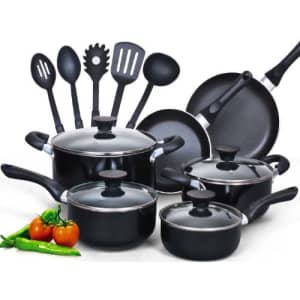 Cook N Home 15-Piece Nonstick Stay Cool Handle Cookware Set, Black for $70