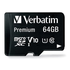 Verbatim 64GB Premium MicroSDXC Memory Card with Adapter, UHS-I V10 U1 Class 10 (44084) for $8 Verbatim 64GB Premium MicroSDXC Memory Card with Adapter, UHS-I V10 U1 Class 10 (44084) for $8