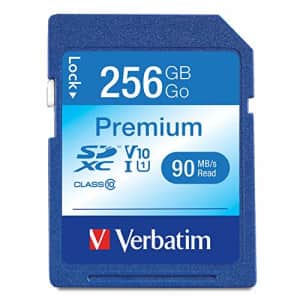 Verbatim 256GB Premium SDXC Memory Card, UHS-I V10 U1 Class 10 for $45