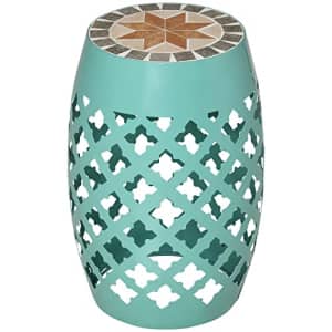 Outsunny 12" Round Patio Outdoor Footstool, Garden Mosaic Accent Side Table, Plant Stand, Blue for $58