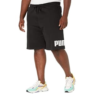 PUMA Men's Big Logo 10" Shorts BT, Cotton Black/White, 3XL for $30