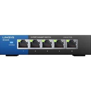 Linksys SE3005: 5-Port Gigabit Ethernet Unmanaged Switch, Computer Network, Auto-Sensing Ports for $30