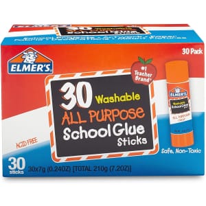Elmer's Washable All-Purpose School Glue Stick 30-Pack for $6