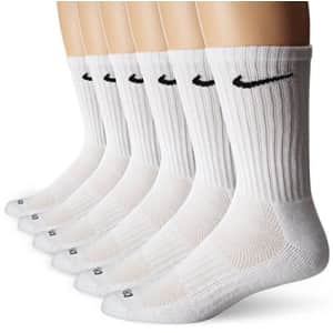Nike Dry Cushion Crew Training Socks (6 Pair) (White/Black) for $37