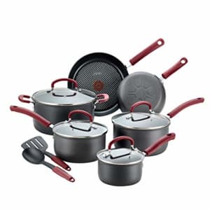 T-fal Ultimate Hard Anodized Nonstick Cookware Set 12 Piece Pots and Pans, Dishwasher Safe Red for $132