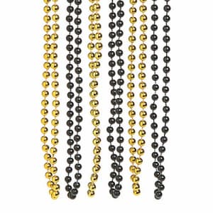 Fun Express Black and Gold Beaded Necklaces for Mardi Gras (Set of 48) New Years Party Supplies for $11