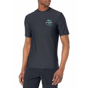 Billabong Men's Loose Fit Long Sleeve Rashguard Surf Shirt, Black Vacation SS, M for $37