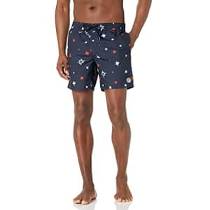 Volcom Men's Standard 17-Inch Elastic Waist Surf Swim Trunks, 4th of July-Navy, Large for $26