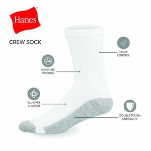 Hanes Men's Double Crew Socks 12-Pair Pack, Available in Big & Tall for $15