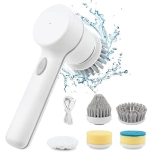 Cordless Electric Spin Scrubber with 5 Brush Heads for $12