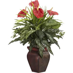 Nearly Natural 26" Artificial Mixed Greens and Anthurium for $40