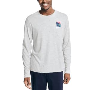 Nautica Men's Sustainably Crafted Long-Sleeve Graphic T-Shirt, Grey HTR for $21