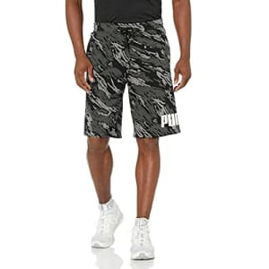PUMA Men's Big Logo 10" Shorts, Cotton Black/Camo, L for $35