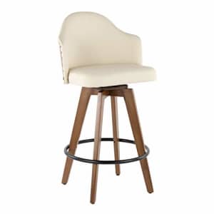 LumiSource, Inc. LumiSource Ahoy Counter Stools for Kitchen Counter in Walnut Wood and Faux Leather, Counter Height for $115