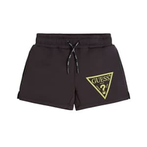 GUESS Girls' Big Lightweight Scuba Eco Active Shorts with Screen Print Logo, Blue Graphite Grey, 16 for $24