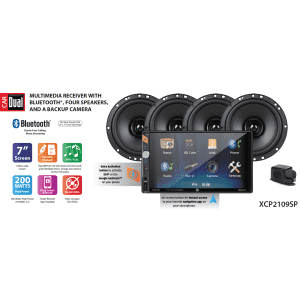 Dual Electronics 6.2" Touchscreen Car Multimedia Receiver w/ 4 Speakers & Backup Camera for $72