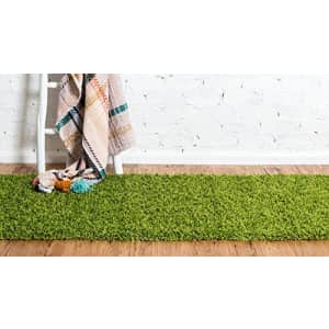 Unique Loom Solid Shag Collection Area Rug (2' x 6' 5" Runner, Grass Green) for $32
