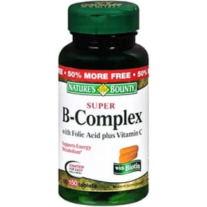 Nature's Bounty B-Complex with Folic Acid Plus Vitamin C, Tablets 150 Each (Pack of 3) for $12