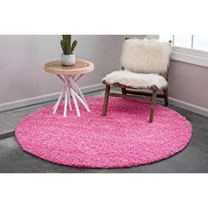 Unique Loom Solo Solid Shag Collection Area Modern Plush Rug Lush & Soft, 3' 3 x 3' 3 Round, for $35