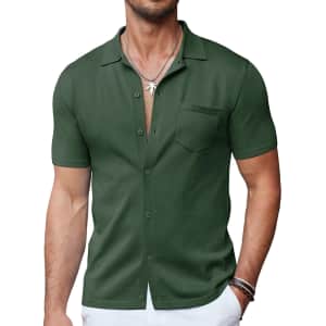 Coofandy Men's Knit Vintage Polo Shirt for $12