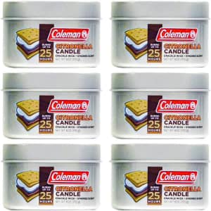 Coleman S'mores Outdoor Crackle Wick Citronella Candle 6-Pack for $15
