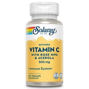 SOLARAY Buffered Vitamin C 500mg - Plus Rose HIPS and Acerola - Immune Support Supplement - Vegan, for $12