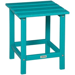 Outsunny Adirondack Side Table, Square Patio End Table, Weather Resistant 15" Outdoor HDPE Table for $46