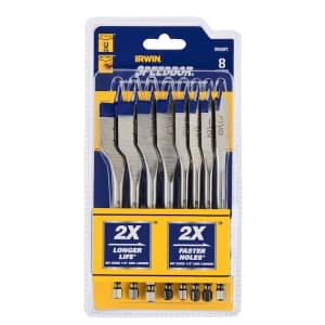 Irwin 8-Piece Assorted Woodboring Spade Drill Bit Set for $8