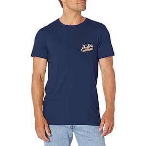 Pendleton Men's Short Sleeve Ribbon Logo Graphic T-Shirt, Navy/Gold, Small for $24