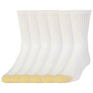 Gold Toe GOLDTOE Men's Athletic Crew Socks, 6-Pairs, White, Large for $22
