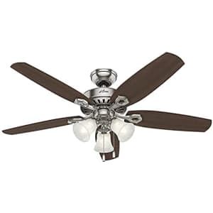 Hunter Fan Hunter Builder Plus Indoor Ceiling Fan with LED Lights and Pull Chain Control, 52", Brushed Nickel for $140