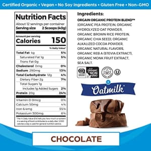 Orgain Vegan Protein Powder + Oatmilk, Chocolate, 20g of Plant Based Protein, 1g of Sugar, Made for $17