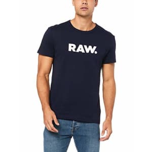 G-Star Raw Men's Holorn Graphic Crew Neck Short Sleeve T-Shirt, RAW: Sartho Blue, XXS for $18
