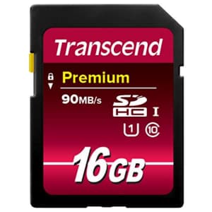 Transcend 16GB SDHC Class 10 UHS-1 Flash Memory Card Up to 60MB/s (TS16GSDU1) for $11
