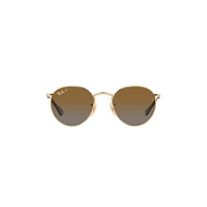 Ray-Ban Junior RJ9547S Metal Round Sunglasses, Gold/Grey Gradient Brown Polarized, 44 mm for $94