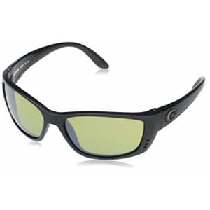 Costa Del Mar Men's Fisch Rectangular Sunglasses, Blackout/Sunrise Silver Mirrored Polarized 580G, for $165