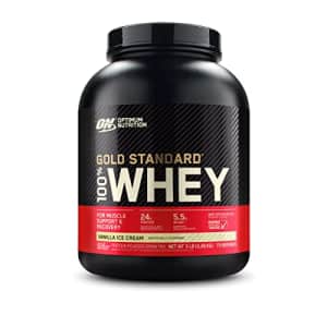 Optimum Nutrition Gold Standard 100% Whey Protein Powder, Vanilla Ice Cream, 5 Pound (Packaging May for $76