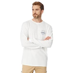 Quiksilver Men's Tails Up Long Sleeve Tee Shirt, Snow White 233 for $20