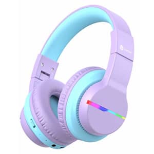 iClever BTH12 Kids Headphones, Colorful LED Lights Kids Wireless Headphones with 74/85/94dB Volume for $30