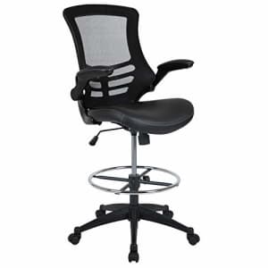 Flash Furniture Mid-Back Black Mesh Ergonomic Drafting Chair with LeatherSoft Seat, Adjustable Foot for $154