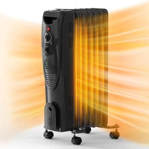 Oil Heater, 1500W Air Choice Electric Portable Space Heaters with 3 Heat Settings, Overheat & for $85