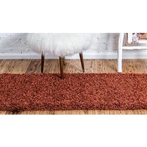 Unique Loom Solid Shag Collection Area Rug (2' 6" x 16' 5" Runner, Terracotta) for $72