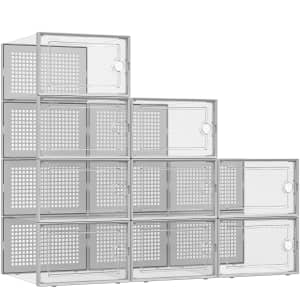 Kuject Clear Stackable Shoe Storage Boxes 9-Pack for $15