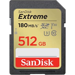 SanDisk 512GB Extreme SDXC UHS-I Memory Card - C10, U3, V30, 4K, UHD, SD Card - SDSDXVV-512G-GNCIN for $53