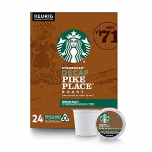 Starbucks Decaf K-Cup Coffee Pods Pike Place Roast for Keurig Brewers 1 box (24 pods) for $29 Starbucks Decaf K-Cup Coffee Pods Pike Place Roast for Keurig Brewers 1 box (24 pods) for $29